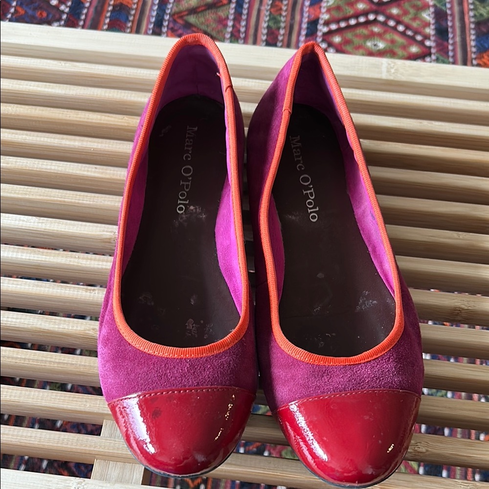 Marco Polo Red and Pink Two-Tone Ballet Flats